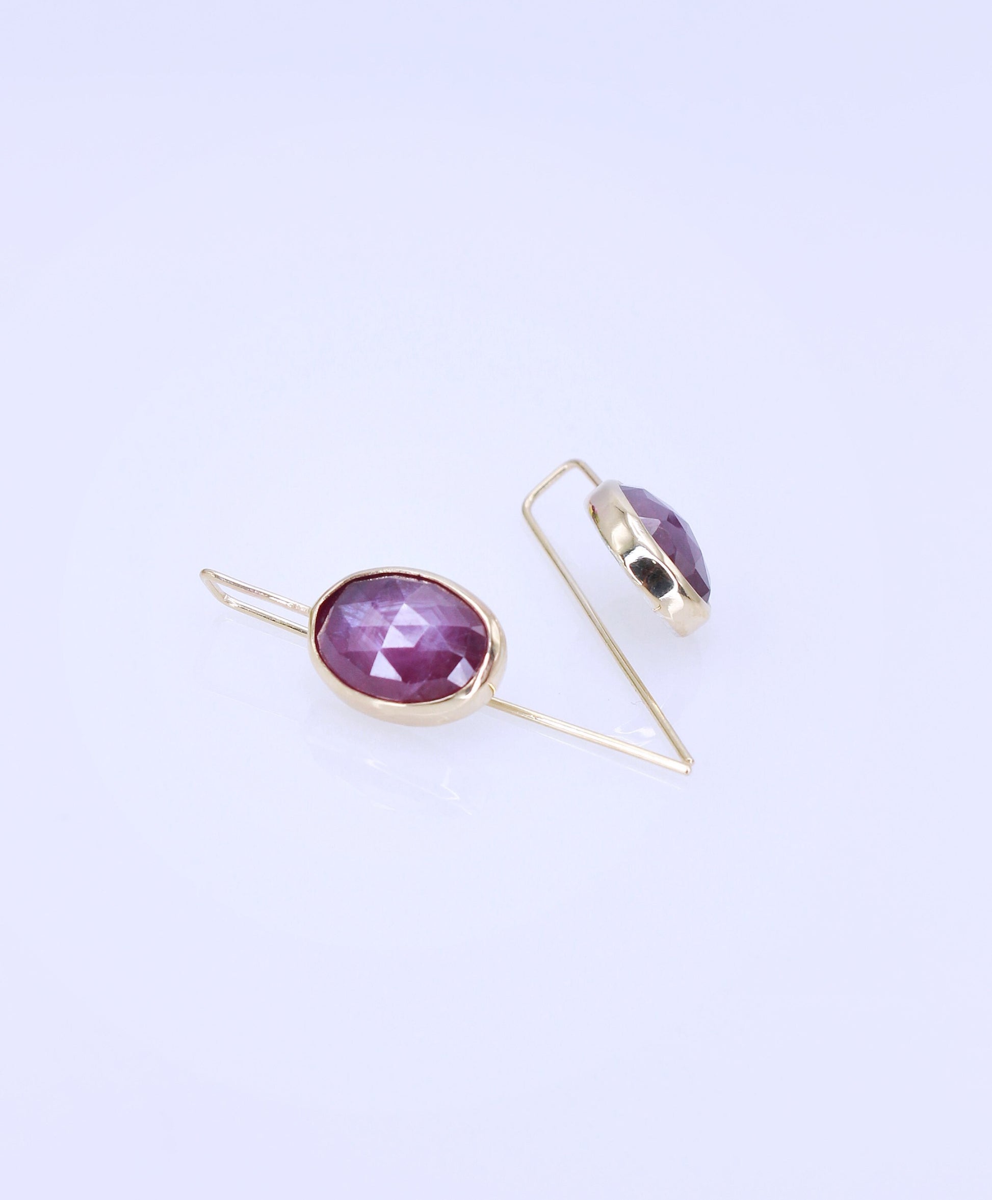Star sapphire 14 karat gold drop earrings